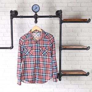 Passport Plaid Button Down Flannel Shirt | Pink